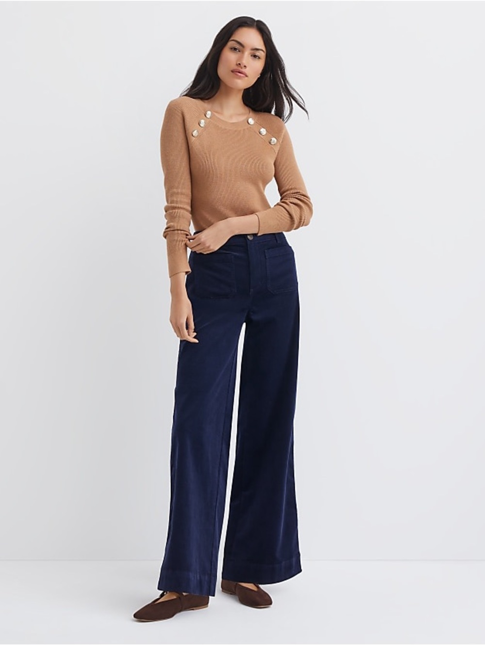 LOFT Wide Leg Pants in Navy Blue